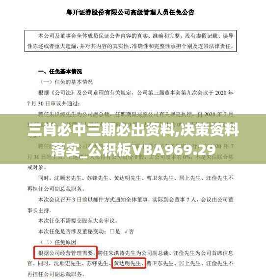 三肖必中三期必出资料,决策资料落实_公积板VBA969.29