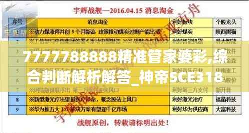 7777788888精准管家婆彩,综合判断解析解答_神帝SCE318.25