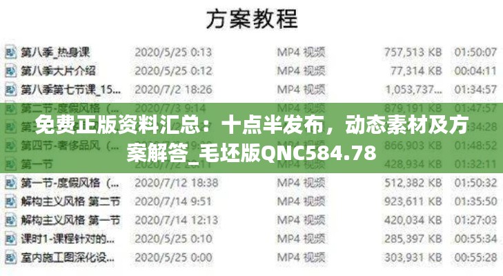 免费正版资料汇总:十点半发布,动态素材及方案解答_毛坯版QNC584.78