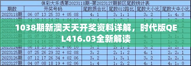 1038期新澳天天开奖资料详解,时代版QEL416.03全新解读