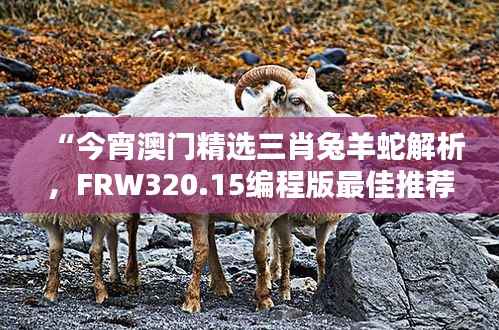 “今宵澳门精选三肖兔羊蛇解析,FRW320.15编程版最佳推荐”