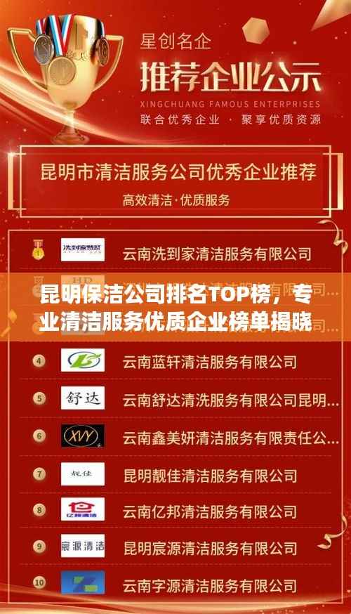 昆明保洁公司排名TOP榜,专业清洁服务优质企业榜单揭晓!