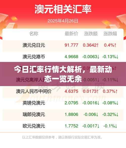 今日汇率行情大解析,最新动态一览无余